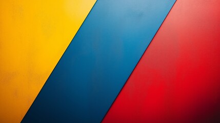 Poster - A colorful background with a red stripe. The colors are bright and bold. The background is a mix of blue, yellow, and red