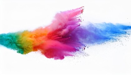 Wall Mural - colored powder explosion on white background freeze motion