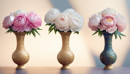 fantasy like vases with flowers in them the flowers should be peonies 2