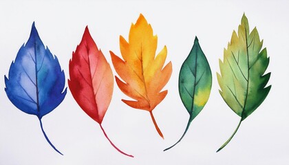 beautiful colourful waterpaing leaves made with generative ai