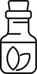 Sticker - Linear icon of a corked bottle containing essential oil with leaves