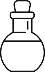 Poster - Line drawing of a round bottom flask containing a chemical solution, stoppered with a cork