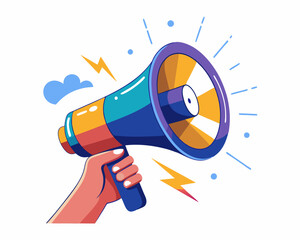 Hand Holding megaphone vector icon, Announcing hand mike illustration on white background