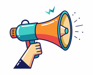 Hand Holding megaphone vector icon, Announcing hand mike illustration on white background