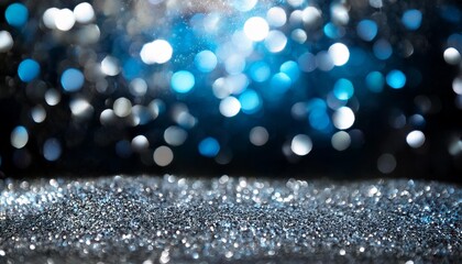 Wall Mural - background of abstract glitter lights silver blue and black de focused