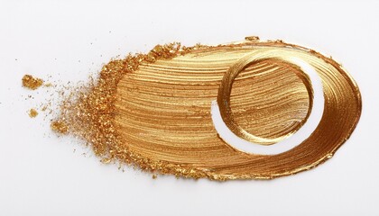 gold leaf bronze glitter brushstroke painting smear foil oval shape blot abstract glow grunge stain 