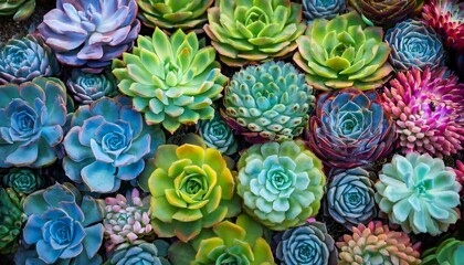 Wall Mural - colourful succulent plants background generative a