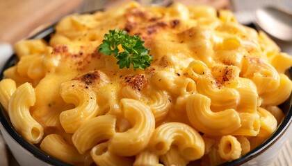 Wall Mural - indulgent creamy macaroni and cheese with tender pasta close up shot generative ai