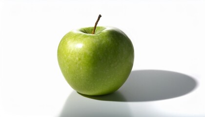 Wall Mural - green apple with shadow on a white background