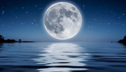 Wall Mural - full moon raising over water