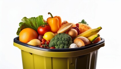 Poster - fresh food in a garbage can food waste generative ai