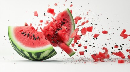Poster - Watermelon Exploding into Pieces and Seeds