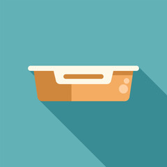 Poster - plastic food container with lid flat design icon with side shadow on turquoise background