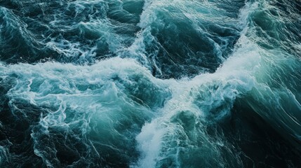 Aufkleber - Turquoise and White Foam Waves Crashing on the Ocean Surface