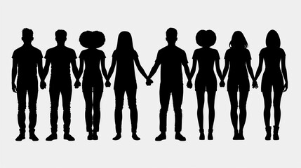 People holding hands in silhouette, conveying the concept of teamwork and collaboration