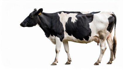 black and white dairy cow isolated on white background