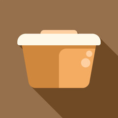 Poster - plastic container with a lid is casting a shadow on a brown background