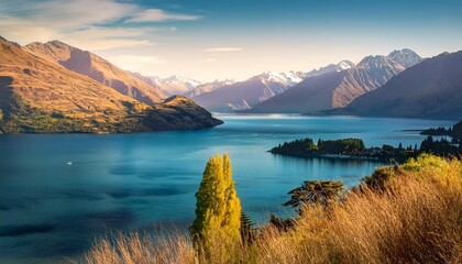 Wall Mural - beautiful scenic look out of lake wakatipu queenstown south isl