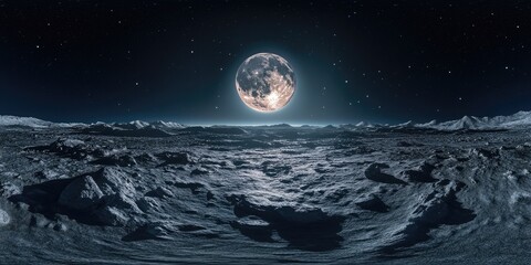 Wall Mural - Moon HDR Environment Map. 360-Degree Space Landscape with HDRI Spherical Panorama