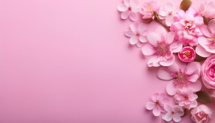 Wall Mural - pink background with flowers