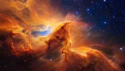 Wall Mural - orange space nebula with stars in space for background