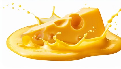 Wall Mural - melted yellow cheese isolated on transparent background cheese splash