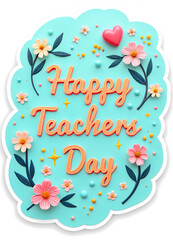 Canvas Print - Happy teachers day wishes greeting card template with flowers in abstract background, graphic design illustration wallpaper 