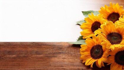 Wall Mural - sunflowers on wooden board