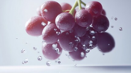 Poster - Red Grapes with Water Droplets in Mid-Air