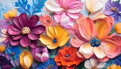 Wall Mural - texture oil painting flowers painting vivid flowers flora