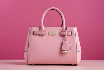 Wall Mural - pink handbag solid pink background