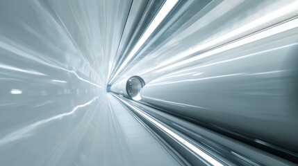 Poster - Futuristic Tunnel with Glowing Lights and Smooth Surfaces