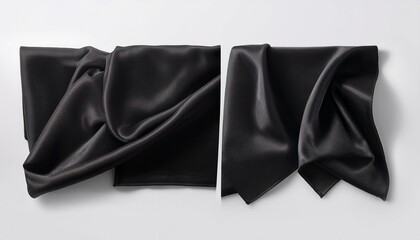 Wall Mural - blank black twill silk scarf mockup different types