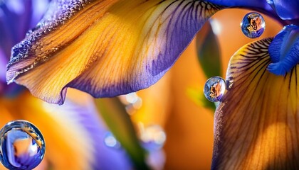 Wall Mural - macro abstract liquid background with irises