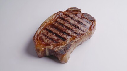 Wall Mural - A Single Grilled Steak on a White Background