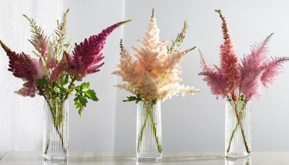 Wall Mural - wildflower thistle astilbe arrangement in glass vases