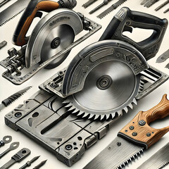 Wall Mural - Circular saw, a tool used to cut workpieces