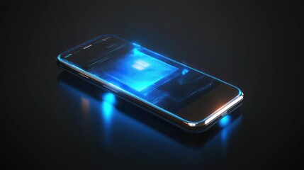 Poster - Futuristic Smartphone with Blue Glowing Screen