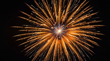 Wall Mural - Large golden fireworks exploding in the night sky