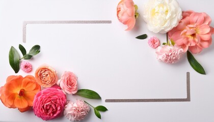 creative layout made with beautiful flowers on white background