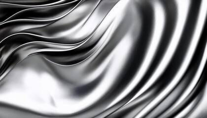 Wall Mural - silver chrome waves background with a shiny lustrous metallic texture