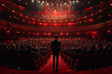 Aufkleber - A performer receiving a standing ovation after an exceptional show, basking in the appreciation of the audience. Concept of performance excellence and recognition.