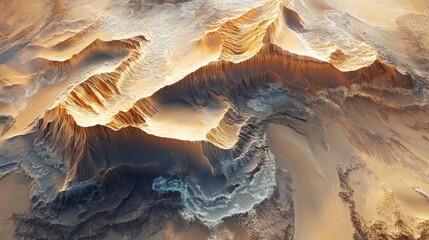 Wall Mural - Aerial View of a Desert Landscape with Dramatic Ridges and Valleys