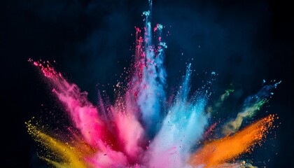 Wall Mural - a colorful explosion of powder against a dark background