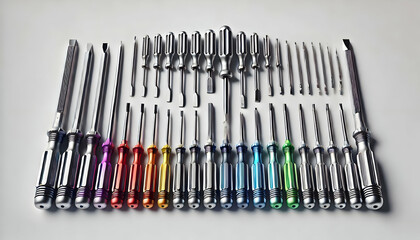 All sizes of screwdrivers sets