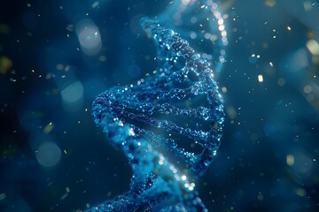 Poster - Stunning Visualization of a DNA Helix in a Mystical Blue Environment