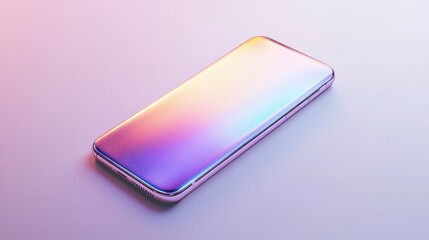 Canvas Print - A Holographic Smartphone Laying on a Pink Surface