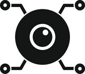 Poster - Simple vector icon of a smart home security system, with a cctv camera at the center connected to motion detectors