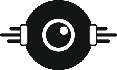 Aufkleber - simple black and white icon of a round web camera transmitting data