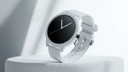 Poster - White Smartwatch with Black Face on a White Surface